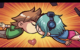 blue goggles with black frames illustration, Scott Pilgrim