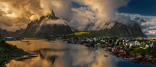 body of water, nature, landscape, Norway, sunset