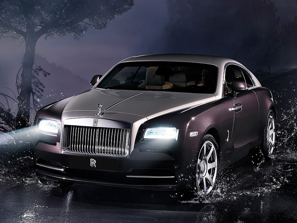 photography of brown and gray Rolls Royce Dawn coupe HD wallpaper