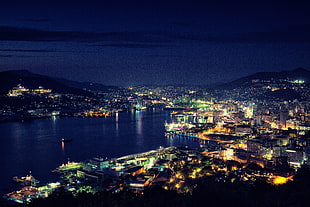 city during nightime, nagasaki city