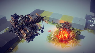 black and red floral wreath, Besiege, video games, explosion HD wallpaper