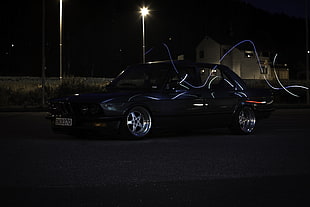black 5-door hatchback, BMW E28, Stance, lowered, old school wheels HD wallpaper