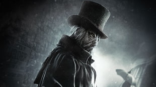 man in black trench coat illustration HD wallpaper