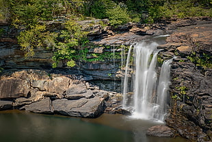 view of waterfalls during daytime, river falls HD wallpaper