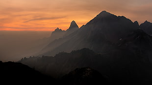 silhouette of mountains during golden hour