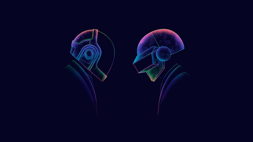 multicolored robot illustration, Daft Punk, music, Retro style HD wallpaper