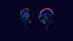 multicolored robot illustration, Daft Punk, music, Retro style