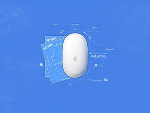 Apple Magic Mouse with blue outline HD wallpaper