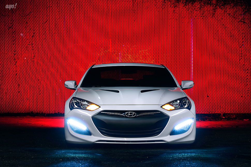 white Hyundai Genesis HD wallpaper