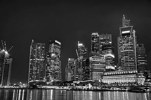 gray scale photo of buildings HD wallpaper