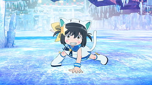 female anime character wearing white dress digital wallpaper, Nyan-tan, Etotama, chibi, nekomimi HD wallpaper