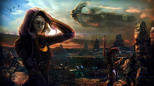 female character illustration, Mass Effect 3, geth, video games