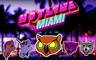 assorted animal illustration, Hotline Miami HD wallpaper