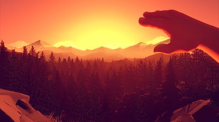 sunset, Firewatch, video games, artwork HD wallpaper