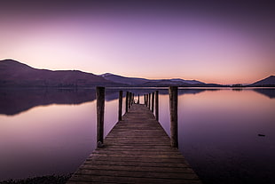 brown wooden walking dock at daytime, derwentwater, lake district HD wallpaper