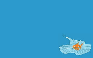 golf fish in war tank fan art, threadless, simple, tank, fish