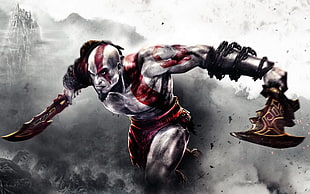 God of War Kratos digital poster HD wallpaper