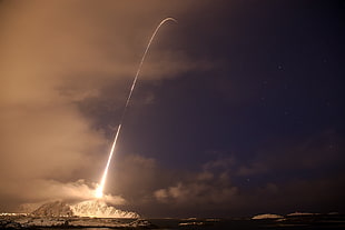 body of water, photography, long exposure, rocket, SpaceX HD wallpaper