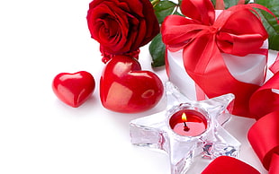 red tealight candles with Roses HD wallpaper