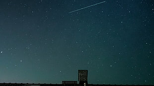 shooting star, house, shooting stars, stars, sky HD wallpaper