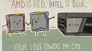 AMD is red, intel is blue illustration \, AMD, Intel HD wallpaper