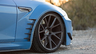 blue vehicle and black multi-spoke vehicle wheel, BMW, BMW 650i, Vossen, Prior Design HD wallpaper