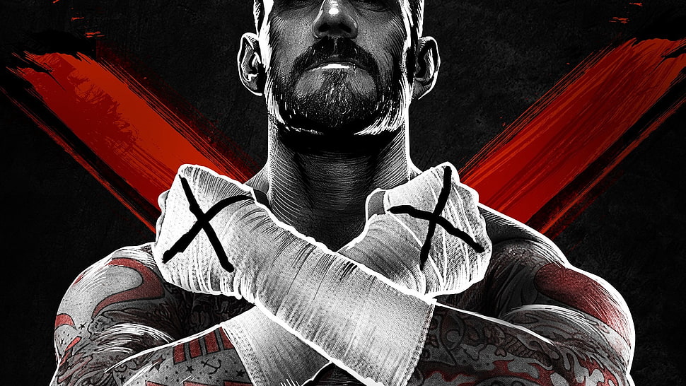 illustration of man, wrestling, CM Punk HD wallpaper