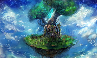 painting of green tree leaf, Studio Ghibli, Castle in the Sky, anime, fantasy art HD wallpaper