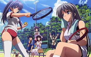 girl's playing Tennis anime poster HD wallpaper