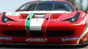 red and white Ferrari sports car, car, video games, racing simulators, Assetto Corsa HD wallpaper