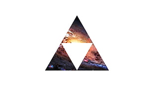 triangle brown and white logo, The Legend of Zelda, galaxy, Triforce HD wallpaper