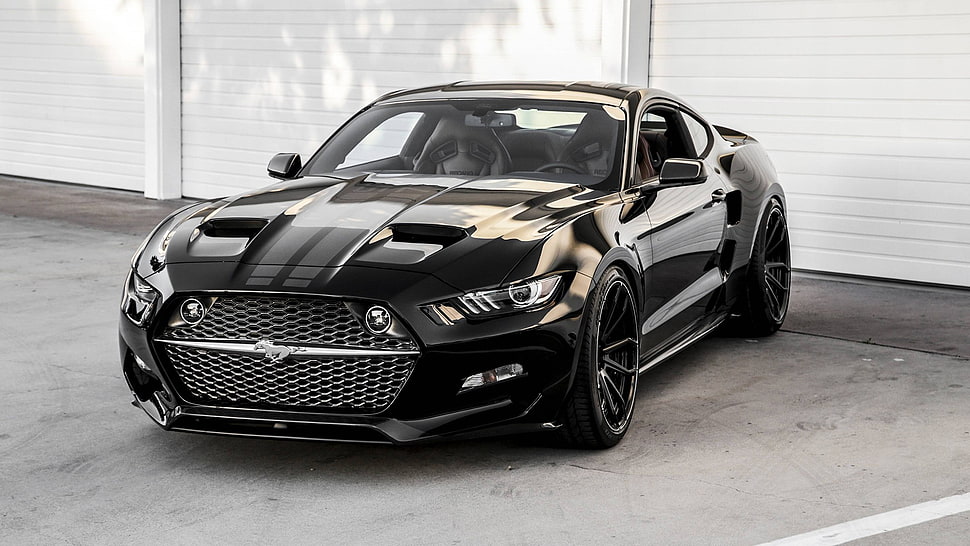 black car, Ford Mustang GT, car HD wallpaper