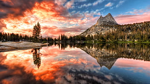 body of water and mountain, California, landscape, USA, sky HD wallpaper
