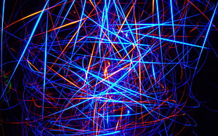 blue and red lights timelapse photo HD wallpaper