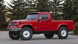 red pickup truck, Jeep J-12, concept cars, red cars HD wallpaper