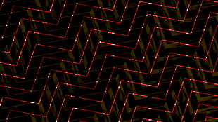 red chevron wallpaper, lines, pattern, square, blocky HD wallpaper