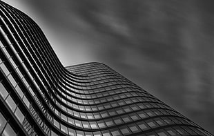 gray scale bottom photo of high rise building HD wallpaper