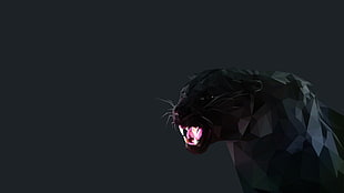 black panther digital wallpaper, cat, Black Panther, low poly HD wallpaper