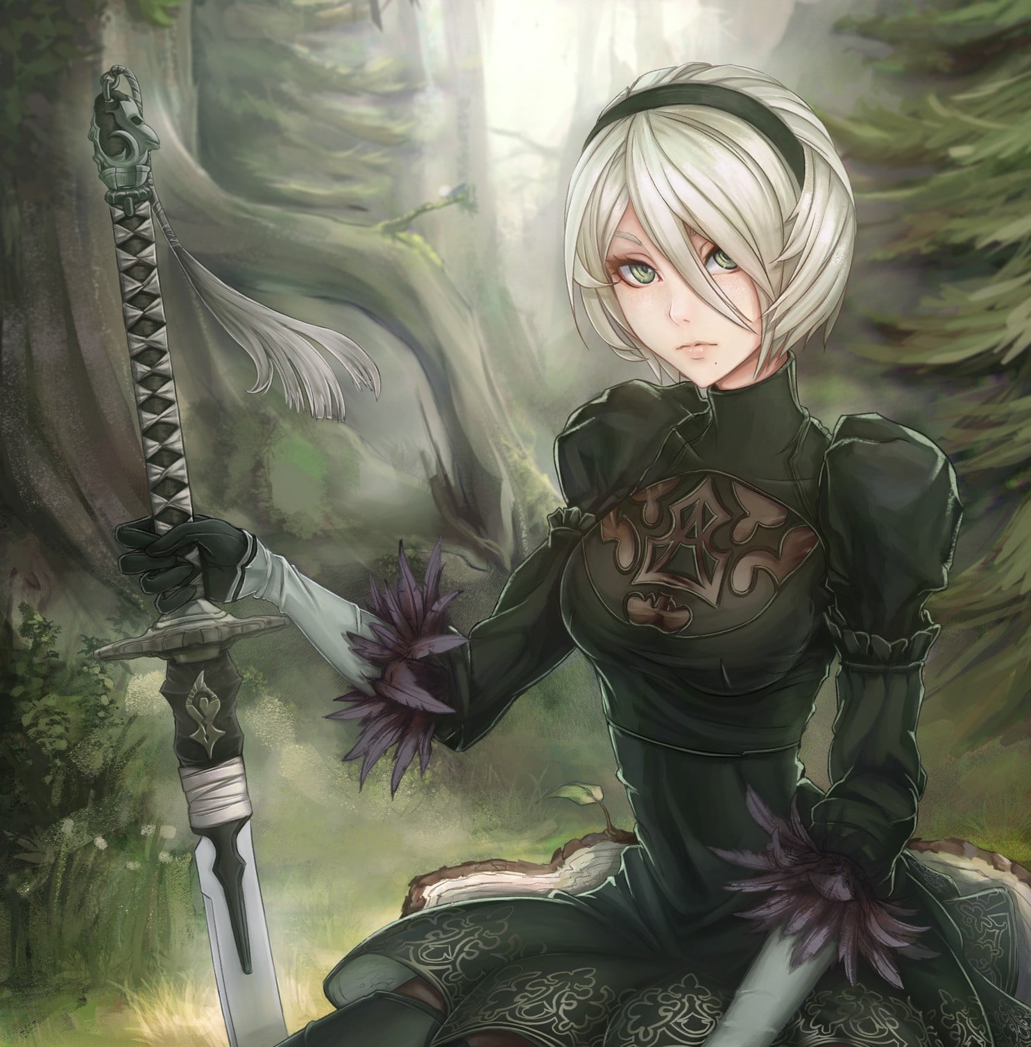 anime woman holding katana