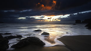 beach wallpaper, clouds, sea, water, beach