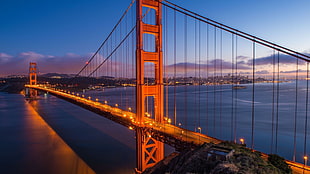 red and blue metal house, Golden Gate Bridge HD wallpaper