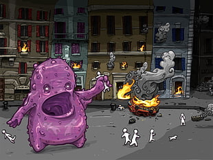 purple slime monster wallpaper, comics, artwork HD wallpaper