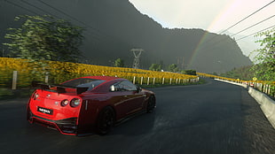 red coupe, Driveclub, car, Nissan GTR HD wallpaper