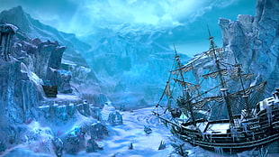 black boat on top of frozen body of water, Tera, Tera Rising , Tera online, video games HD wallpaper
