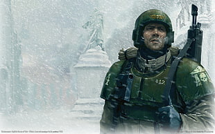 men's green army suit digital wallpaper, Warhammer 40,000, imperial guard HD wallpaper