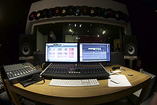 black audio mixer, recording studios, music, Benzin Machine, table HD wallpaper