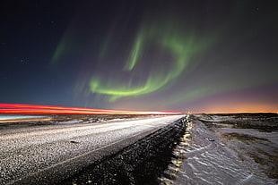 timelapse photography of body of water and lights, iceland HD wallpaper