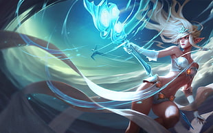 female white hair anime character digital wallpaper, League of Legends, Janna (League of Legends) HD wallpaper