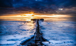 white snow, clouds, ice, landscape, sea