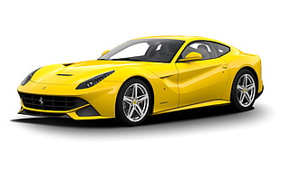 yellow Ferrari sport car